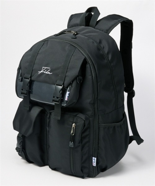 nissen(ニッセン)の「FILA ショルダーバッグ付拡張型11ポケットはっ水ドデカリュックサック(A3対応)(PC収納)(約48L)(バックパック/リュック・レディース・ブラック・FREE)」の4枚目の写真