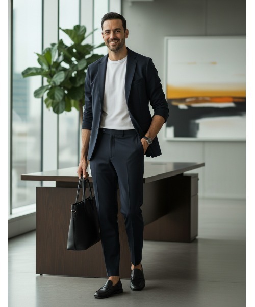 Perfect Suit FActory(パーフェクトスーツファクトリー)の「ライト(軽量)セットアップスーツ グレー/ブラウン/ネイビー(スーツセット・メンズ・ネイビー/グレー/ブラウン・LL/S/M/L)」の1枚目の写真