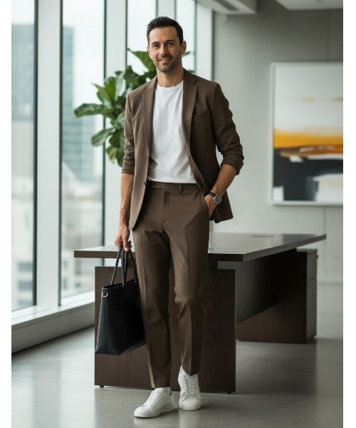 Perfect Suit FActory(パーフェクトスーツファクトリー)の「ライト(軽量)セットアップスーツ グレー/ブラウン/ネイビー(スーツセット・メンズ・ネイビー/グレー/ブラウン・LL/S/M/L)」の3枚目の写真