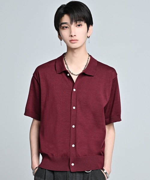 ADRER(アドラー)の「Short Sleeve Knit Shirt Cardigan / Machine Washable / ショートスリーブ ニットシャツカーディガン(マシンウォッシャブル)(カーディガン/ボレロ・メンズ・チャコールグレー/ワイン/ライトグレー・M/XS/L/S)」の3枚目の写真