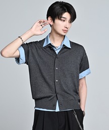 ADRER(�A�h���[)��Short Sleeve Knit Shirt Cardigan / Machine Washable �^ �V���[�g�X���[�u �j�b�g�V���c�J�[�f�B�K���i�}�V���E�H�b�V���u���j(�J�[�f�B�K��/�{����)