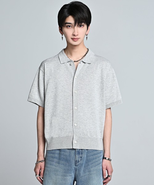 ADRER(アドラー)の「Short Sleeve Knit Shirt Cardigan / Machine Washable / ショートスリーブ ニットシャツカーディガン(マシンウォッシャブル)(カーディガン/ボレロ・メンズ・チャコールグレー/ワイン/ライトグレー・M/XS/L/S)」の2枚目の写真
