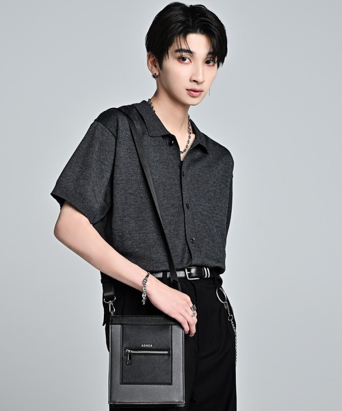 ADRER(アドラー)の「Short Sleeve Knit Shirt Cardigan / Machine Washable / ショートスリーブ ニットシャツカーディガン(マシンウォッシャブル)(カーディガン/ボレロ・メンズ・チャコールグレー/ワイン/ライトグレー・M/XS/L/S)」の5枚目の写真