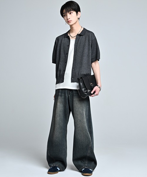 ADRER(アドラー)の「Short Sleeve Knit Shirt Cardigan / Machine Washable / ショートスリーブ ニットシャツカーディガン(マシンウォッシャブル)(カーディガン/ボレロ・メンズ・チャコールグレー/ワイン/ライトグレー・M/XS/L/S)」の17枚目の写真