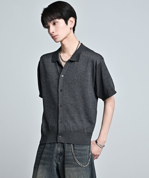 ADRER(アドラー)の「Short Sleeve Knit Shirt Cardigan / Machine Washable / ショートスリーブ ニットシャツカーディガン(マシンウォッシャブル)(カーディガン/ボレロ・メンズ・チャコールグレー/ワイン/ライトグレー・M/XS/L/S)」の4枚目の写真