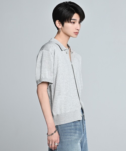 ADRER(アドラー)の「Short Sleeve Knit Shirt Cardigan / Machine Washable / ショートスリーブ ニットシャツカーディガン(マシンウォッシャブル)(カーディガン/ボレロ・メンズ・チャコールグレー/ワイン/ライトグレー・M/XS/L/S)」の10枚目の写真