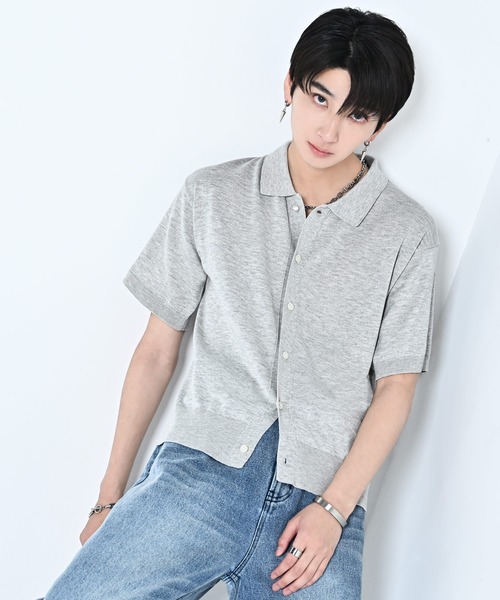 ADRER(アドラー)の「Short Sleeve Knit Shirt Cardigan / Machine Washable / ショートスリーブ ニットシャツカーディガン(マシンウォッシャブル)(カーディガン/ボレロ・メンズ・チャコールグレー/ワイン/ライトグレー・M/XS/L/S)」の12枚目の写真