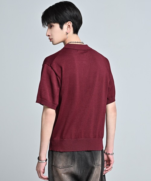 Short Sleeve Knit Shirt Cardigan / Machine Washable ／ ショート
