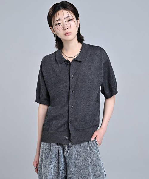 ADRER(アドラー)の「Short Sleeve Knit Shirt Cardigan / Machine Washable / ショートスリーブ ニットシャツカーディガン(マシンウォッシャブル)(カーディガン/ボレロ・メンズ・チャコールグレー/ワイン/ライトグレー・M/XS/L/S)」の7枚目の写真