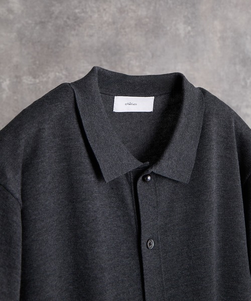 Short Sleeve Knit Shirt Cardigan / Machine Washable ／ ショート