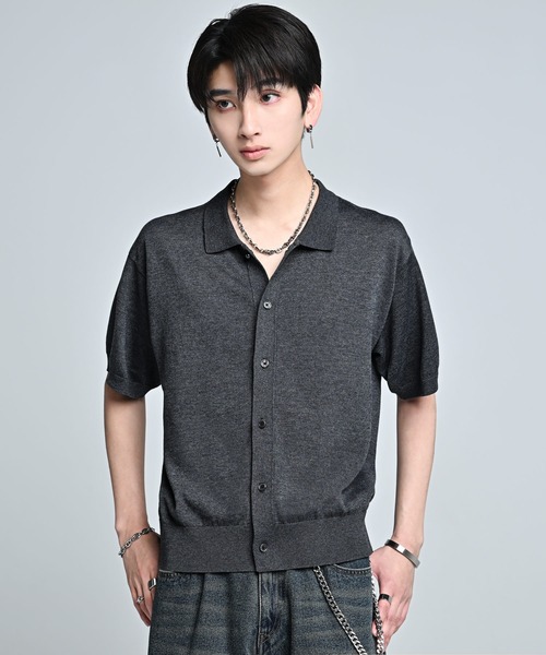ADRER(アドラー)の「Short Sleeve Knit Shirt Cardigan / Machine Washable / ショートスリーブ ニットシャツカーディガン(マシンウォッシャブル)(カーディガン/ボレロ・メンズ・チャコールグレー/ワイン/ライトグレー・M/XS/L/S)」の14枚目の写真
