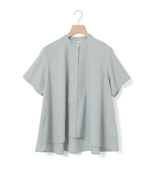 MidiUmi(ミディウミ)の「MidiUmi ハーフスリーブドット柄Aラインシャツ(シャツ/ブラウス・レディース・ライトグレー/ネイビー/キナリ・FREE)」の1枚目の写真