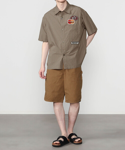Work of Art Kendai(ワークオブアートケンダイ)の「Work of Art Kendai | コットンチェック 半袖シャツ MEN(シャツ/ブラウス・メンズ・アイボリー/ブラウン・L/M)」の12枚目の写真