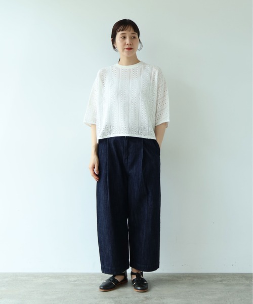 yuni(ユニ )の「crochet C lace PO-SH(Tシャツ/カットソー・レディース・ブラック/ホワイト・FREE)」の4枚目の写真