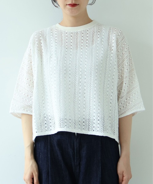 yuni(ユニ )の「crochet C lace PO-SH(Tシャツ/カットソー・レディース・ブラック/ホワイト・FREE)」の19枚目の写真