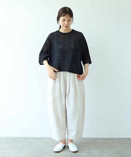 yuni(ユニ )の「crochet C lace PO-SH(Tシャツ/カットソー・レディース・ブラック/ホワイト・FREE)」の11枚目の写真