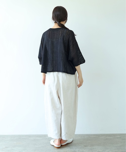 yuni(ユニ )の「crochet C lace PO-SH(Tシャツ/カットソー・レディース・ブラック/ホワイト・FREE)」の9枚目の写真