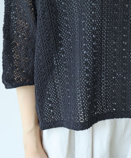 yuni(ユニ )の「crochet C lace PO-SH(Tシャツ/カットソー・レディース・ブラック/ホワイト・FREE)」の5枚目の写真
