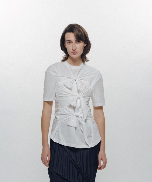 ケイスケヨシダ　KEISUKEYOSHIDA リボンシャツ Ribbon T-shirt（Tシャツ/カットソー）｜KEISUKEYOSHIDA（ケイスケ