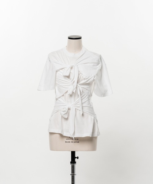 KEISUKEYOSHIDA（ケイスケヨシダ）の「Ribbon T-shirt（Tシャツ/カットソー・レディース・ブラック/ホワイト・FREE）」の7枚目の写真