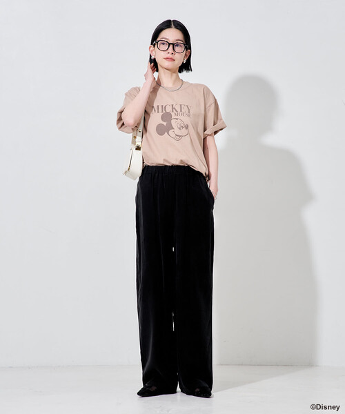 FREAK'S STORE(フリークスストア)の「【MICKEY MOUSE】フロッキーTシャツ(Tシャツ/カットソー・レディース・ネイビー/ベージュ/チャコールグレー・フリ-)」の14枚目の写真