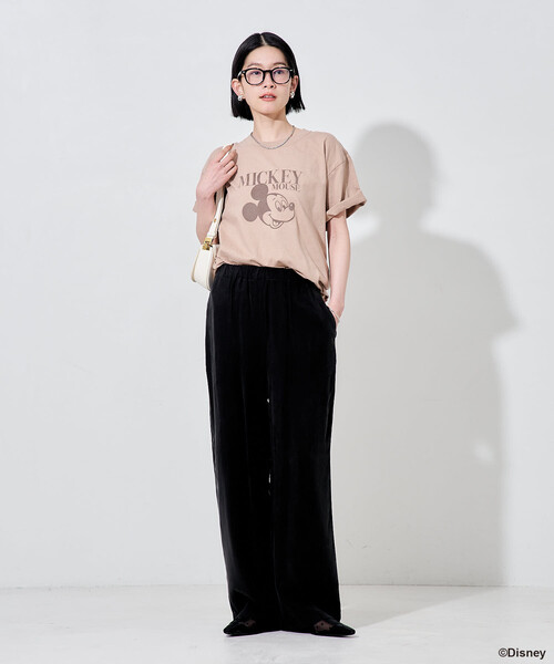 FREAK'S STORE(フリークスストア)の「【MICKEY MOUSE】フロッキーTシャツ(Tシャツ/カットソー・レディース・ネイビー/ベージュ/チャコールグレー・フリ-)」の15枚目の写真