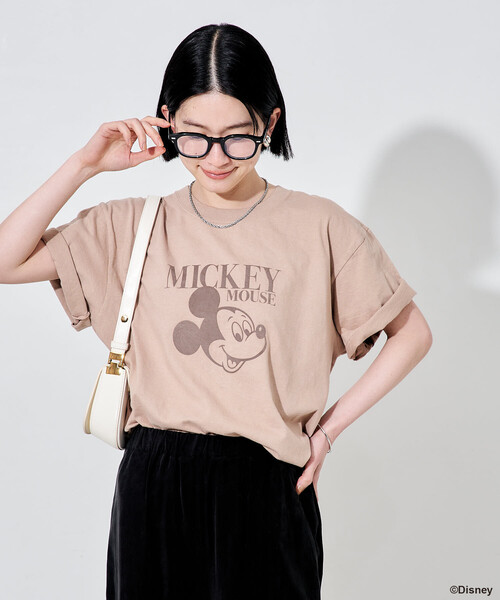 FREAK'S STORE(フリークスストア)の「【MICKEY MOUSE】フロッキーTシャツ(Tシャツ/カットソー・レディース・ネイビー/ベージュ/チャコールグレー・フリ-)」の20枚目の写真
