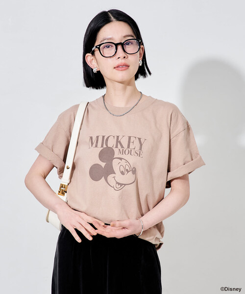 FREAK'S STORE(フリークスストア)の「【MICKEY MOUSE】フロッキーTシャツ(Tシャツ/カットソー・レディース・ネイビー/ベージュ/チャコールグレー・フリ-)」の21枚目の写真