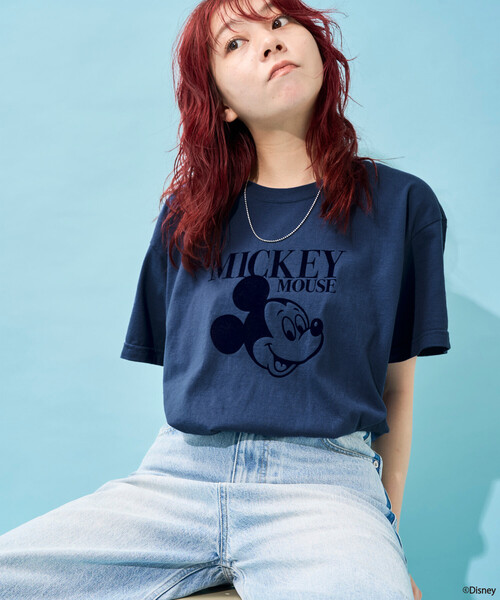FREAK'S STORE(フリークスストア)の「【MICKEY MOUSE】フロッキーTシャツ(Tシャツ/カットソー・レディース・ネイビー/ベージュ/チャコールグレー・フリ-)」の6枚目の写真