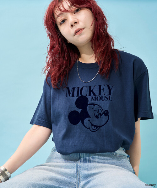 FREAK'S STORE(フリークスストア)の「【MICKEY MOUSE】フロッキーTシャツ(Tシャツ/カットソー・レディース・ネイビー/ベージュ/チャコールグレー・フリ-)」の7枚目の写真