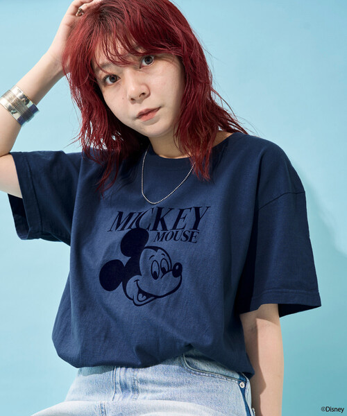 FREAK'S STORE(フリークスストア)の「【MICKEY MOUSE】フロッキーTシャツ(Tシャツ/カットソー・レディース・ネイビー/ベージュ/チャコールグレー・フリ-)」の10枚目の写真