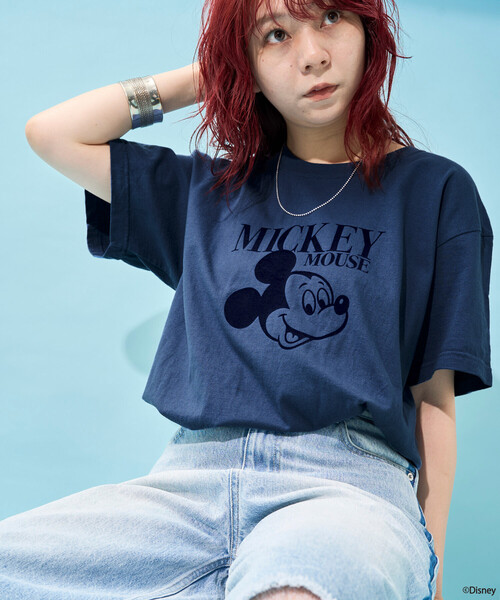 FREAK'S STORE(フリークスストア)の「【MICKEY MOUSE】フロッキーTシャツ(Tシャツ/カットソー・レディース・ネイビー/ベージュ/チャコールグレー・フリ-)」の12枚目の写真