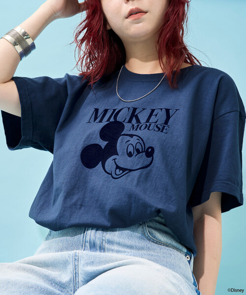 FREAK'S STORE(フリークスストア)の「【MICKEY MOUSE】フロッキーTシャツ(Tシャツ/カットソー・レディース・ネイビー/ベージュ/チャコールグレー・フリ-)」の13枚目の写真
