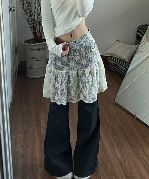 AsheKsha(アシクシャ)の「レースのスカートを重ね着(スカート・レディース・ベージュ・F)」の5枚目の写真