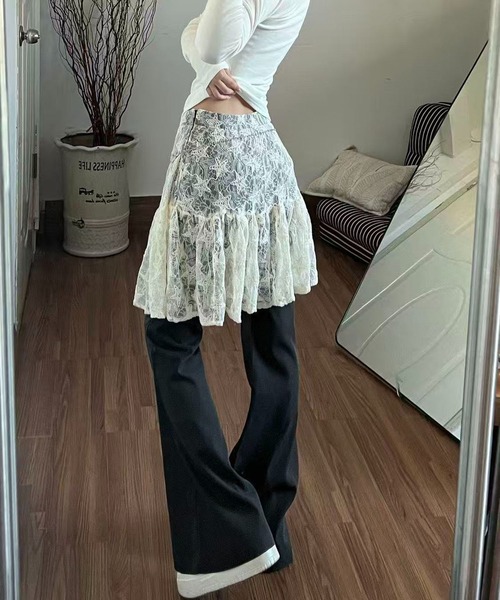 AsheKsha(アシクシャ)の「レースのスカートを重ね着(スカート・レディース・ベージュ・F)」の6枚目の写真