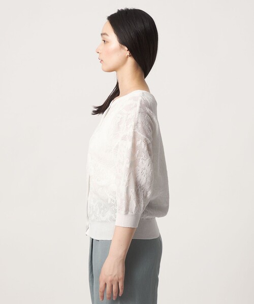 A DAY IN THE LIFE UNITED ARROWS(アデイインザライフユナイテッドアローズ)の「メッシュジャガード 5分袖ニット 2WAY ‐ウォッシャブル‐<A DAY IN THE LIFE>(ニット/セーター・レディース・オフホワイト/ネイビー/イエロー・FREE)」の20枚目の写真