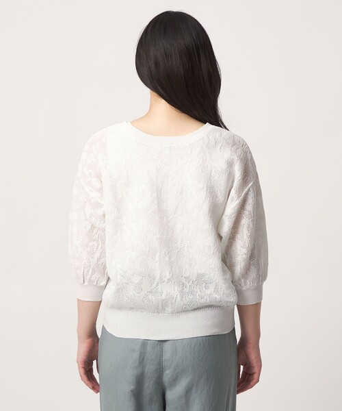 A DAY IN THE LIFE UNITED ARROWS(アデイインザライフユナイテッドアローズ)の「メッシュジャガード 5分袖ニット 2WAY ‐ウォッシャブル‐<A DAY IN THE LIFE>(ニット/セーター・レディース・オフホワイト/ネイビー/イエロー・FREE)」の19枚目の写真