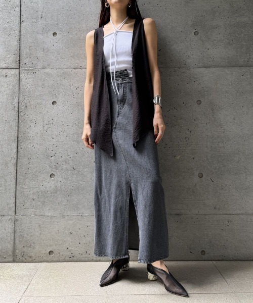 CIEL'AIR(シエルエアー)の「DRAPED RUFFLE SLEEVELESS TOP(ドレープラッフルスリーブレストップス)(シャツ/ブラウス・レディース・ブラック/ベージュ/オフホワイト・FREE)」の18枚目の写真