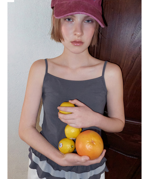 ETMON（エトモン）の「Mixed Frill Sleeveless Top, Charcoal（Tシャツ/カットソー・レディース・その他・F）」の4枚目の写真