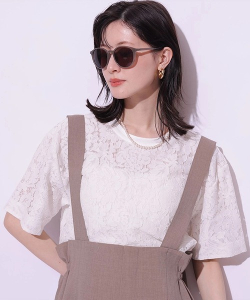 Arpege story(アルページュストーリー)の「レースブラウスTシャツ(シャツ/ブラウス・レディース・ホワイト/ネイビー/ピンク・2/1)」の12枚目の写真