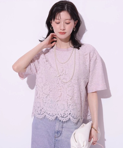 Arpege story(アルページュストーリー)の「レースブラウスTシャツ(シャツ/ブラウス・レディース・ホワイト/ネイビー/ピンク・2/1)」の17枚目の写真