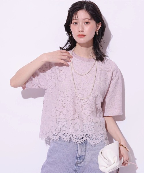 Arpege story(アルページュストーリー)の「レースブラウスTシャツ(シャツ/ブラウス・レディース・ホワイト/ネイビー/ピンク・2/1)」の18枚目の写真