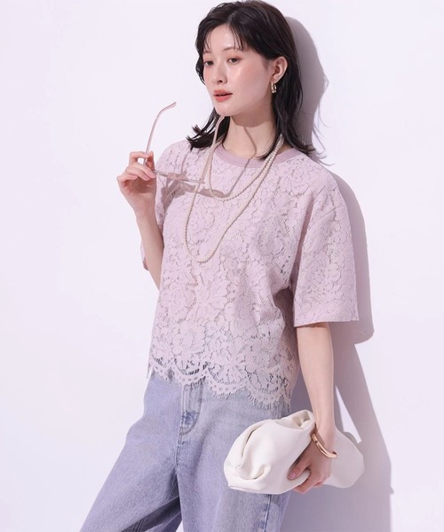Arpege story(アルページュストーリー)の「レースブラウスTシャツ(シャツ/ブラウス・レディース・ホワイト/ネイビー/ピンク・2/1)」の19枚目の写真