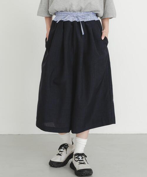 EKAL（エカル）の「『UVカット/イージーケア/吸水速乾/接触冷感/UR TECH DRYLUXE』ハイツイストワイドバミューダパンツ（その他パンツ・レディース・グレー/ネイビー/ブルー系その他・ONE）」の16枚目の写真