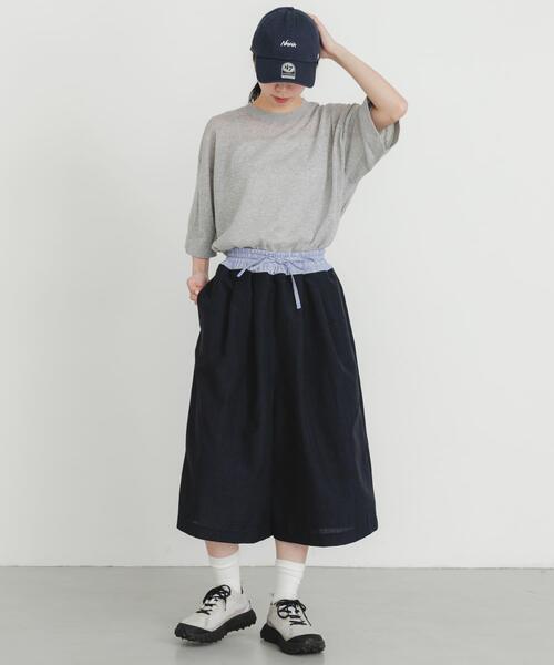 EKAL（エカル）の「『UVカット/イージーケア/吸水速乾/接触冷感/UR TECH DRYLUXE』ハイツイストワイドバミューダパンツ（その他パンツ・レディース・グレー/ネイビー/ブルー系その他・ONE）」の19枚目の写真