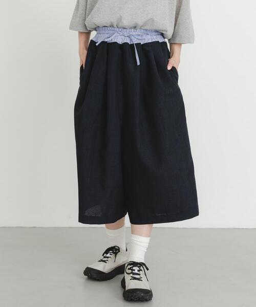 EKAL（エカル）の「『UVカット/イージーケア/吸水速乾/接触冷感/UR TECH DRYLUXE』ハイツイストワイドバミューダパンツ（その他パンツ・レディース・グレー/ネイビー/ブルー系その他・ONE）」の20枚目の写真