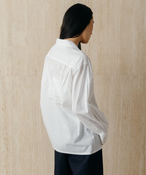 CREDONA(クレドナ)の「LACE PATCHWORK SHIRTS/レースパッチワークシャツ(シャツ/ブラウス・レディース・ホワイト/ブラック・FREE)」の16枚目の写真