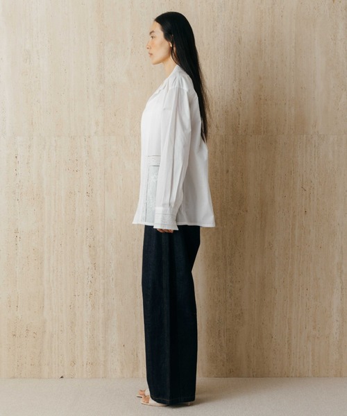 CREDONA(クレドナ)の「LACE PATCHWORK SHIRTS/レースパッチワークシャツ(シャツ/ブラウス・レディース・ホワイト/ブラック・FREE)」の22枚目の写真