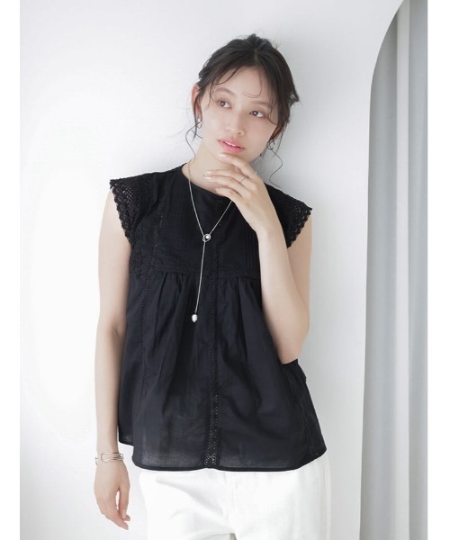 fifth(フィフス)の「レースピンタックブラウス(シャツ/ブラウス・レディース・ネイビー/ホワイト/ブラック・M)」の19枚目の写真