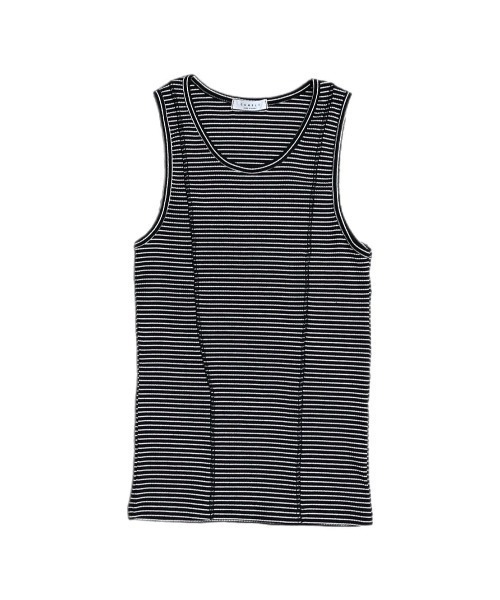 Chikashitsu +(チカシツプラス)の「【Chikashitsu +】border stitch rib sleeveless (3color) / 【チカシツプラス】ボーダーステッチリブタンクトップ(タンクトップ・メンズ・アイボリー/ブラック/グレー・ONE SIZE)」の12枚目の写真